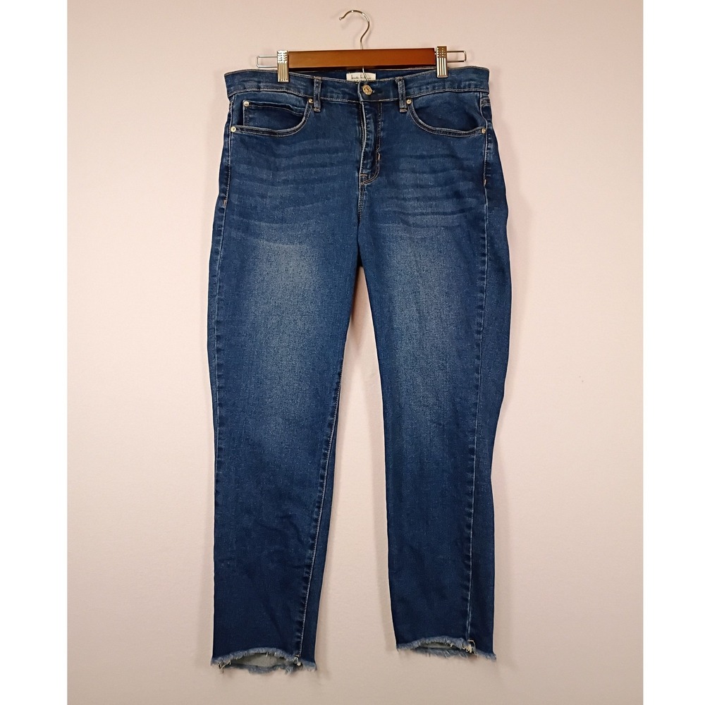 Boho Nicole Miller NY Women 8 Blue Soho High Rise Skinny Crop Raw Hem Jeans